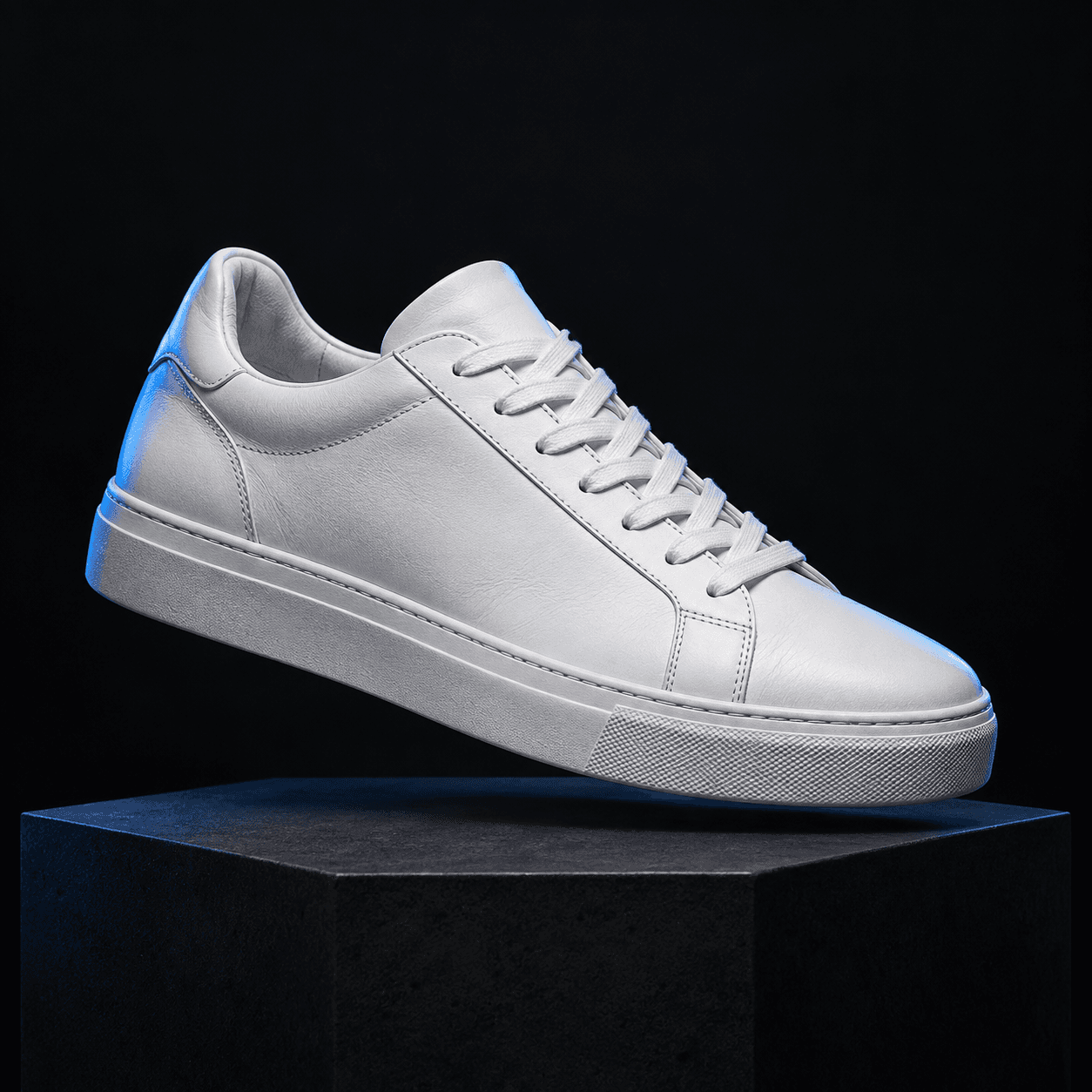 A freshly cleaned white sneaker